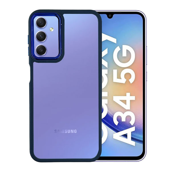 قاب کاور مدل New skin مناسب برای گوشی موبایل سامسونگ Galaxy A34 آبی شفاف