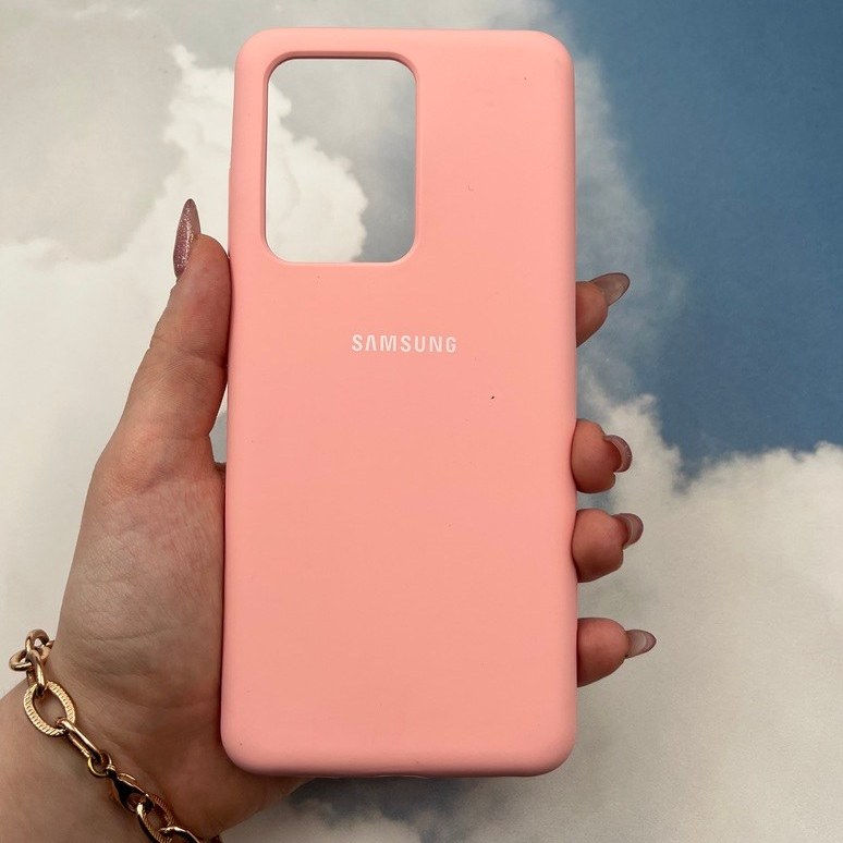 قاب گوشی Galaxy S20 Ultra سامسونگ سیلیکونی پاک کنی اورجینال داخل پارچه ای صورتی