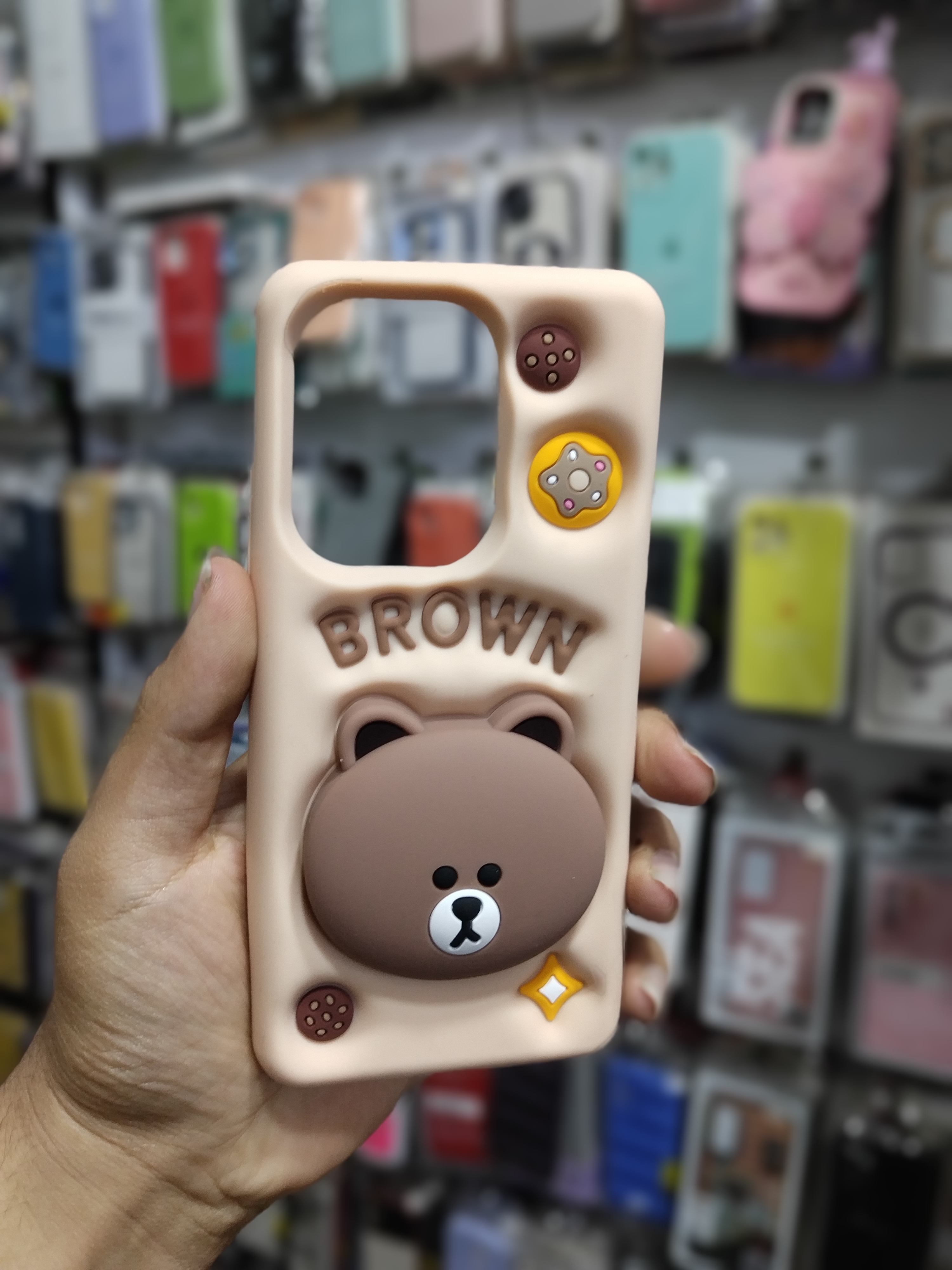 قاب گوشی Redmi Note 13Pro 4G/Poco M6Pro 4G شیائومی سیلیکونی عروسکی برجسته پاپ سوکت دار