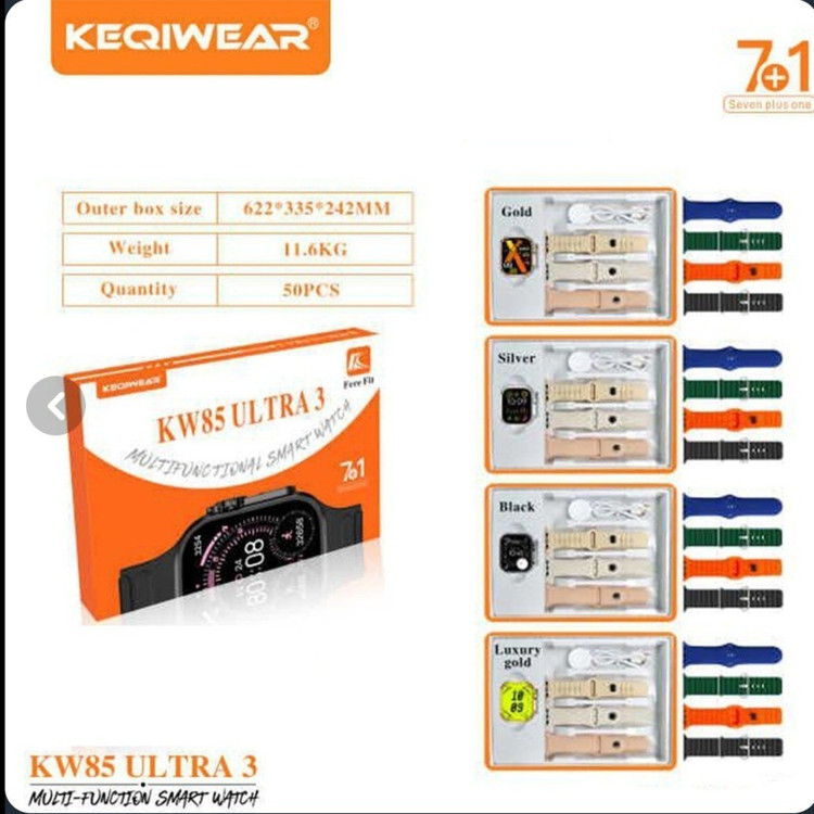 ساعت هوشمند KEQIWEAR مدل KW85 ultra3 هفت بند
