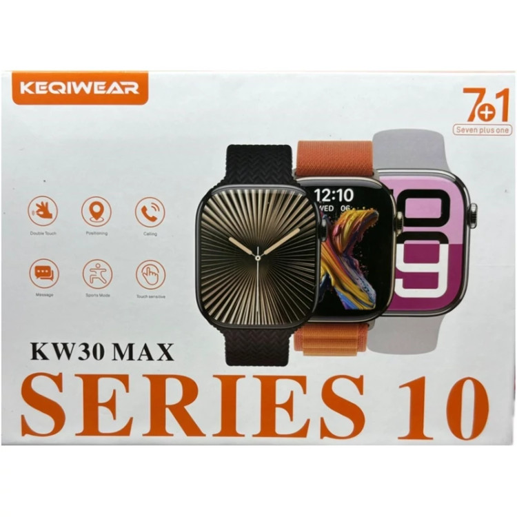 ساعت هوشمند اپل KW30 Max با ۷ بند سیلیکونی